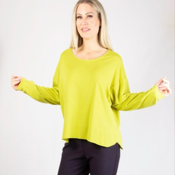 Pure Essence Tops - Pure Essence Lime Green Bamboo Top, Size L